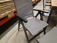 Alu tuinstoel tinos reclining met voetenbank charcoal mat - silver - afbeelding 4 van  5