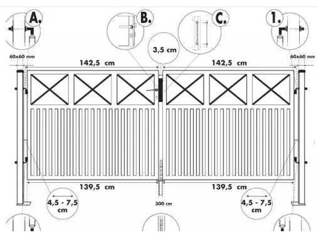 Aluminium dubbel poort wit - afbeelding 2 van  2