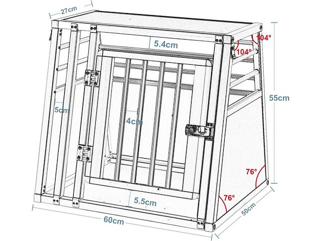 Aluminium hondentransportdoos w 60 x h 55 x d 50 cm - afbeelding 3 van  3
