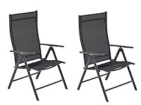 Aluminium klapstoel x 2 xl, ergonomische vorm, verstelbaar in 7 posities, ondersteunt tot 140 kg - anthraciet - afbeelding 1 van  7