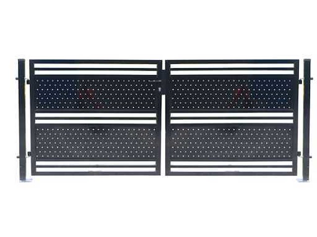 Aluminium poort dubbel antraciet - afbeelding 1 van  2