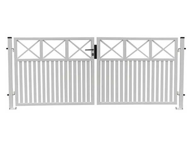 Aluminium poort dubbel wit - afbeelding 1 van  2