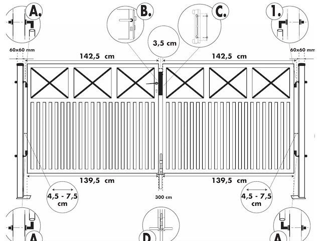 Aluminium poort dubbel wit - afbeelding 2 van  2