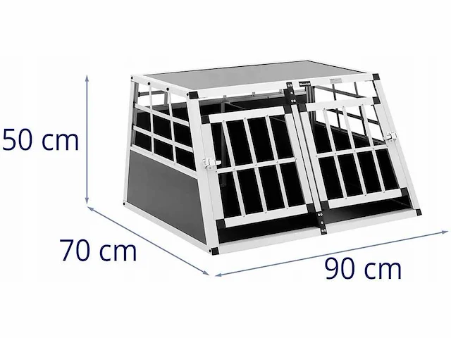 Aluminium transportkist voor twee honden, maat m, 90 x 50 x 70 cm - afbeelding 3 van  3