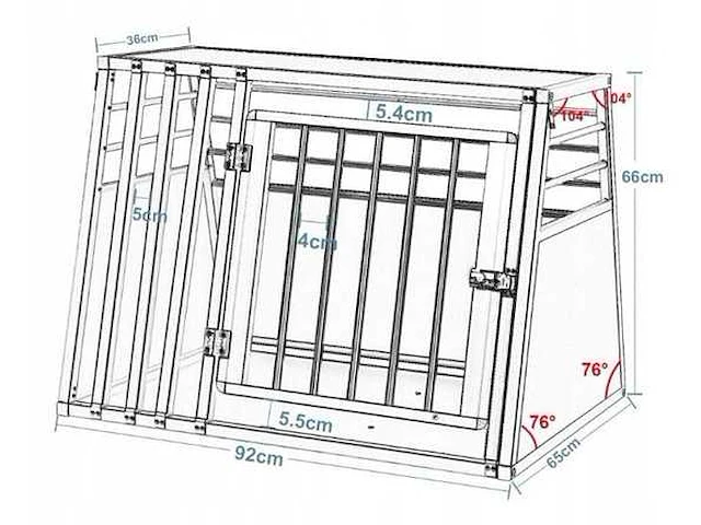 Aluminium transportkooi voor grote honden, met sleutelslot - afbeelding 2 van  2