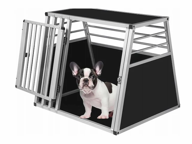 Aluminium transportkooi voor grote honden, met sleutelslot - afbeelding 2 van  3