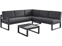 Aluminium tuinmeubilair: salontafel en 6-zits ophefbare hoekbank - antraciet - afbeelding 2 van  7