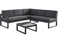 Aluminium tuinmeubilair: salontafel en 6-zits ophefbare hoekbank - antraciet - afbeelding 3 van  7