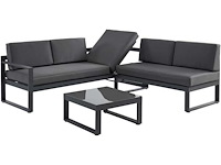 Aluminium tuinmeubilair: salontafel en 6-zits ophefbare hoekbank - antraciet - afbeelding 4 van  7