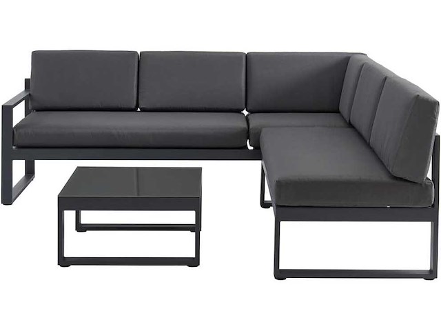 Aluminium tuinmeubilair: salontafel en 6-zits ophefbare hoekbank - antraciet - afbeelding 5 van  7