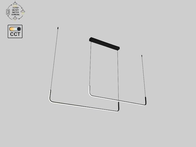 Alura hanglamp 100cm&100cm duo lijn 40w led 3cct kleur & 3 stappen dimmen(2x) - afbeelding 8 van  9