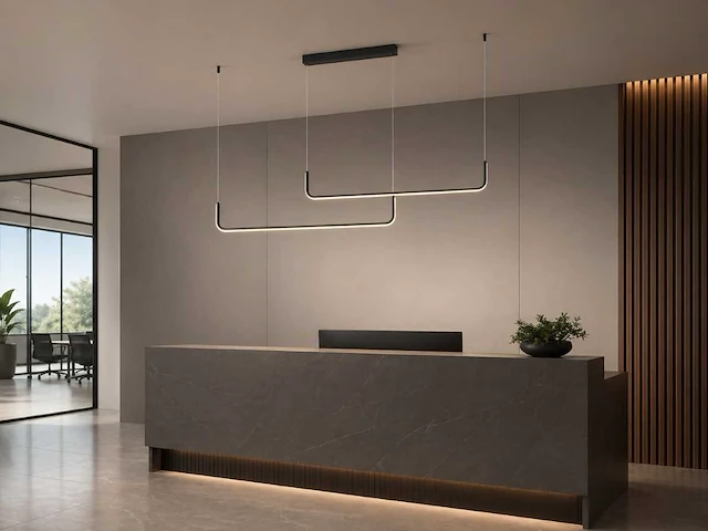 Alura linear hanglamp zand zwart 100cm&100cm duo lijn 40w led cct 3 kleur & 3 stappen dimmen(1x) - afbeelding 8 van  9