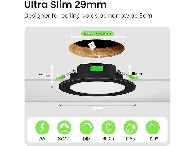 Alusso led-inbouwspot (6 stuks) - afbeelding 4 van  6