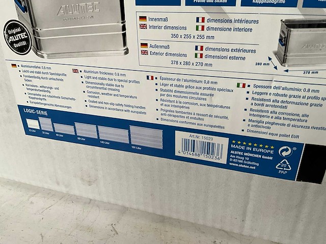 Alutec logic aluminium opbergbox 23 liter - afbeelding 4 van  4