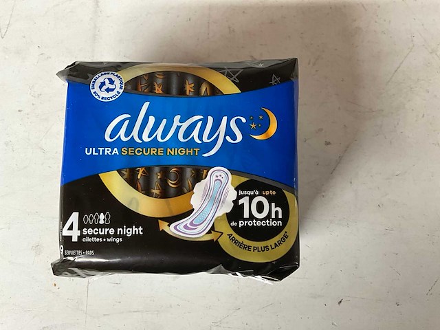 Always ultra secure night maandverband doos 16x 9 stuks (8x) - afbeelding 3 van  5