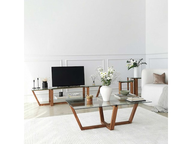 Amalfi salontafel | gehard glas | walnoot - afbeelding 4 van  8