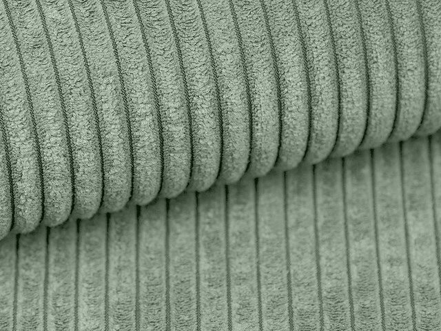 Amandelgroene ribfluwel-ottoman - afbeelding 3 van  5