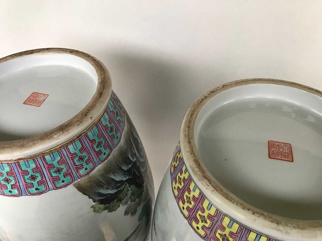 Amazing pair of jingdezhen chinese vases - afbeelding 18 van  36