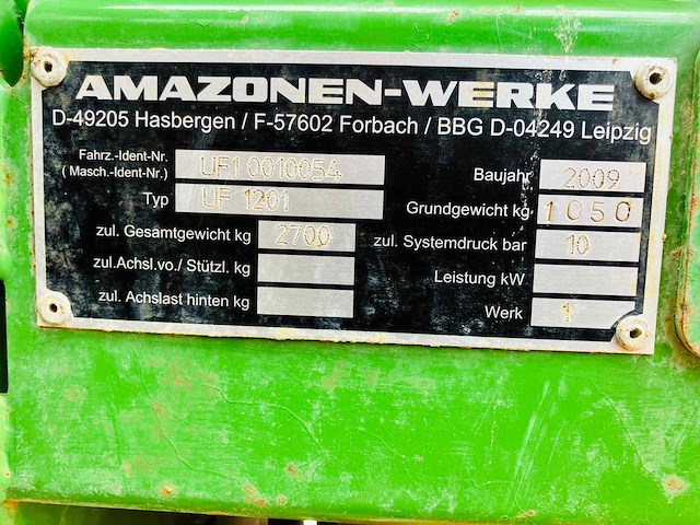 Amazone - uf1201 - sprayer - 2009 - afbeelding 3 van  11