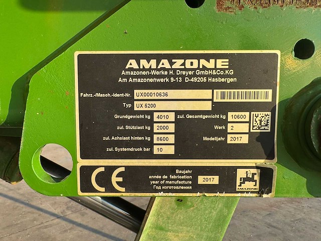 Amazone - ux5200 - sprayer - 2017 - afbeelding 5 van  15