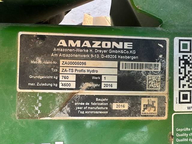 Amazone - za-ts profis hydro - fertiliser spreader - 2016 - afbeelding 3 van  11
