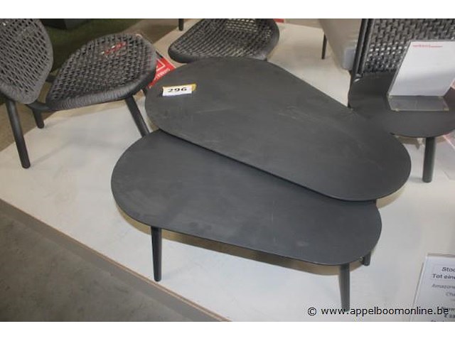 Amazone set van 2 bijzettafels alu charcoal - afbeelding 1 van  2