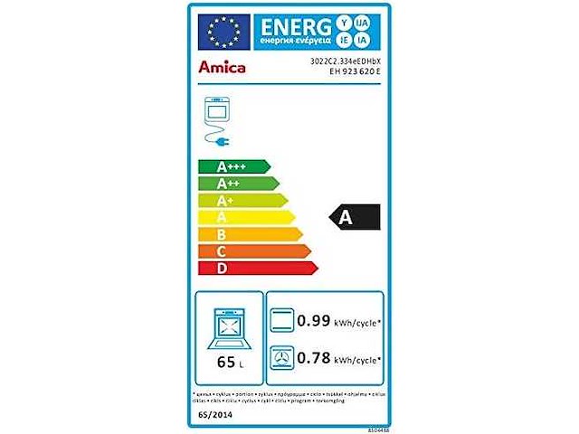 Amica oven eh 923 620 e bruikbaar volume 65 l afmetingen xxxd 56 cm x 60 cm x 56 cm - afbeelding 3 van  3