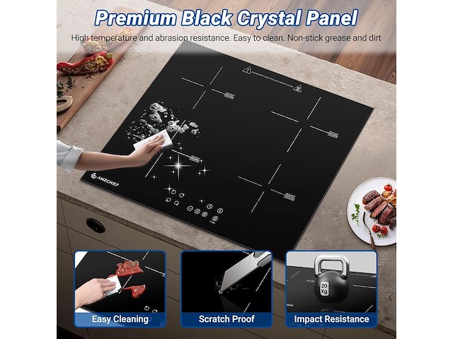 Amzchef inbouw inductiekookplaat (4 zones) - afbeelding 2 van  8