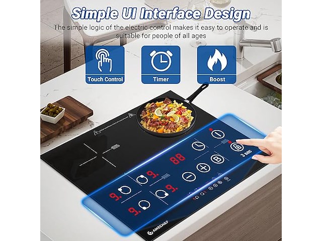 Amzchef inbouw inductiekookplaat (4 zones) - afbeelding 6 van  8