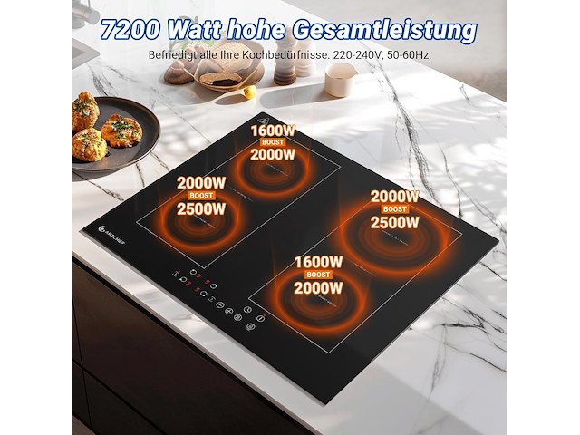 Amzchef inbouw inductiekookplaat (4 zones) - afbeelding 4 van  8