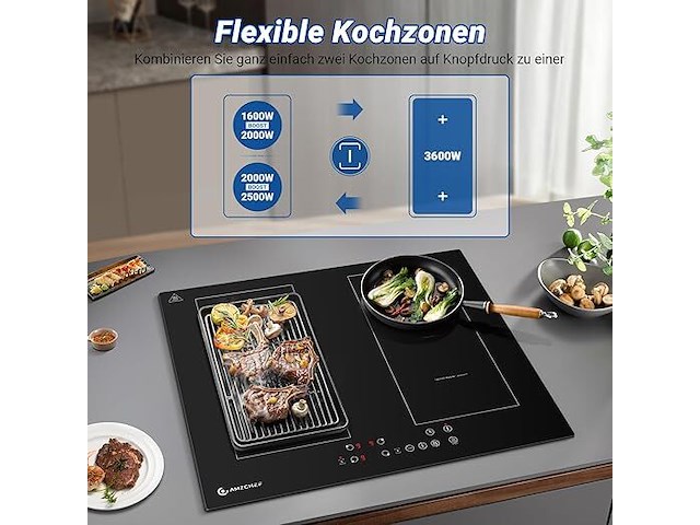 Amzchef inbouw inductiekookplaat (4 zones) - afbeelding 6 van  8