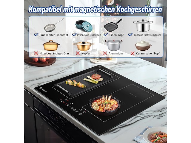 Amzchef inbouw inductiekookplaat (4 zones) - afbeelding 7 van  8