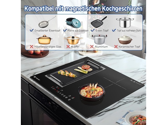 Amzchef inbouw inductiekookplaat (4 zones) - afbeelding 6 van  8