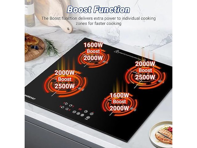 Amzchef inbouw inductiekookplaat (4 zones) - afbeelding 5 van  8