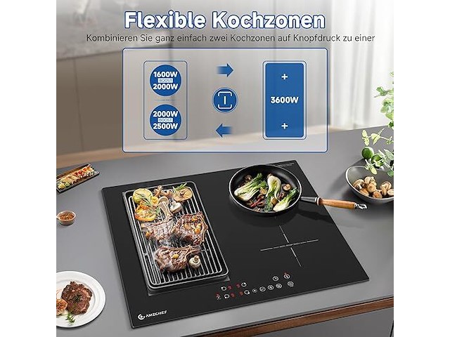 Amzchef inbouw inductiekookplaat (4 zones) - afbeelding 4 van  7