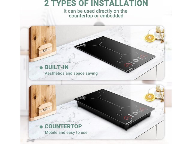 Amzchef inductiekookplaat (2 zones) - afbeelding 1 van  6