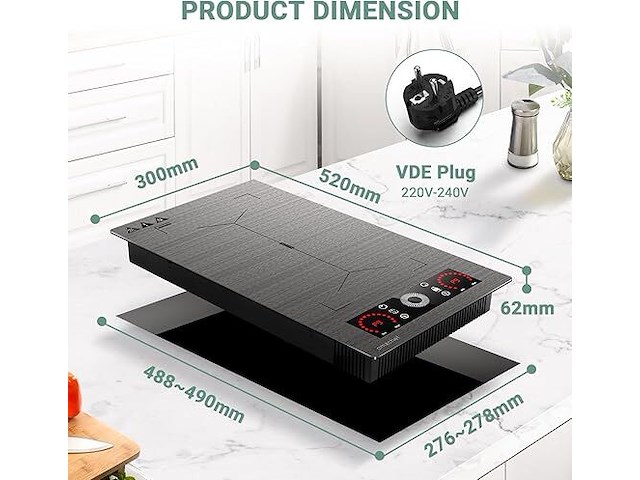 Amzchef inductiekookplaat (2 zones) - afbeelding 2 van  9