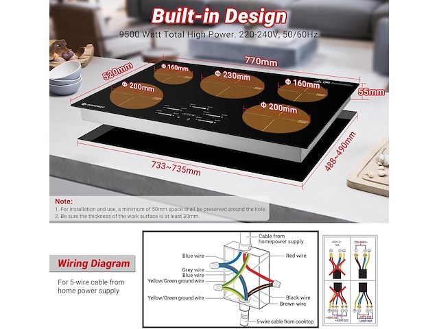 Amzchef inductiekookplaat (80 cm) - afbeelding 7 van  8