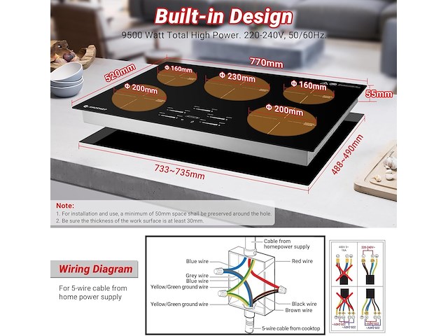 Amzchef inductiekookplaat (80 cm) - afbeelding 7 van  8