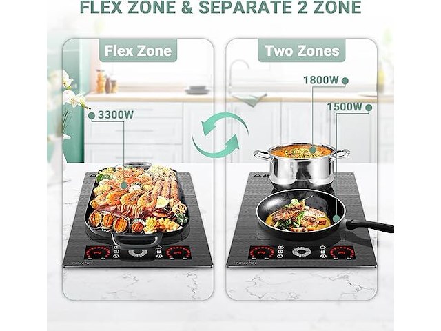 Amzchef vrijstaande inductiekookplaat (2 zones) - afbeelding 6 van  9