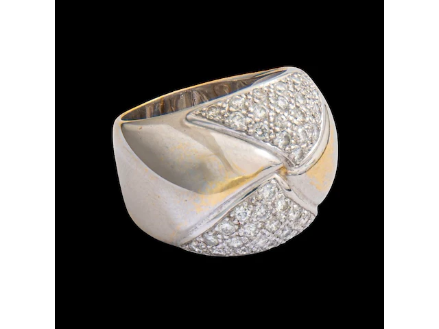 An 18ct white gold chimento ring set with diamonds, italian hallmarks, 11,8 g - afbeelding 3 van  7