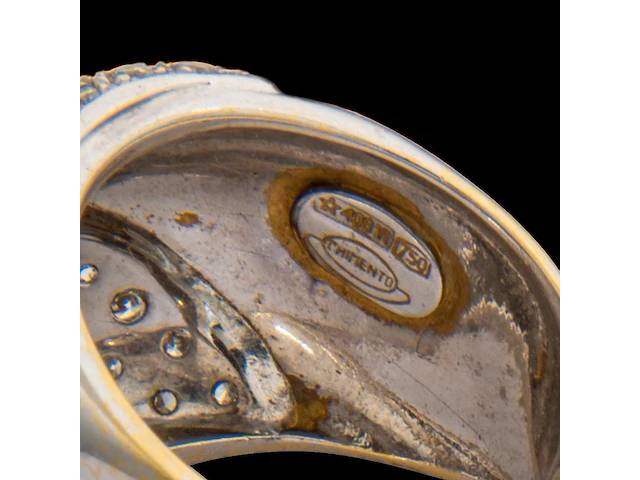 An 18ct white gold chimento ring set with diamonds, italian hallmarks, 11,8 g - afbeelding 7 van  7