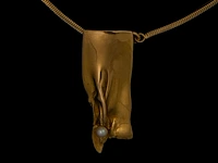 An 18ct yellow gold pendant with seed pearl, with matching necklace, designed by jewellers krista & grety vandevelde, grimbergen - brussels, total weight: 42,4 g