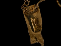 An 18ct yellow gold pendant with seed pearl, with matching necklace, designed by jewellers krista & grety vandevelde, grimbergen - brussels, total weight: 42,4 g - afbeelding 4 van  4
