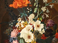 An abundant flower still life with a snail, 19thc, oil on canvas 80 x 65 cm. (31 1/2 x 25.5 in.), frame: 99 x 83 cm. (38.9 x 32.6 in.) - afbeelding 2 van  12