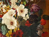 An abundant flower still life with a snail, 19thc, oil on canvas 80 x 65 cm. (31 1/2 x 25.5 in.), frame: 99 x 83 cm. (38.9 x 32.6 in.) - afbeelding 3 van  12