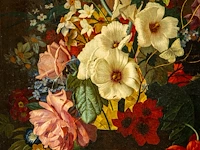 An abundant flower still life with a snail, 19thc, oil on canvas 80 x 65 cm. (31 1/2 x 25.5 in.), frame: 99 x 83 cm. (38.9 x 32.6 in.) - afbeelding 8 van  12