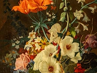 An abundant flower still life with a snail, 19thc, oil on canvas 80 x 65 cm. (31 1/2 x 25.5 in.), frame: 99 x 83 cm. (38.9 x 32.6 in.) - afbeelding 9 van  12