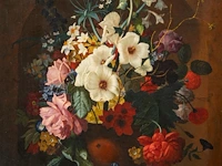 An abundant flower still life with a snail, 19thc, oil on canvas 80 x 65 cm. (31 1/2 x 25.5 in.), frame: 99 x 83 cm. (38.9 x 32.6 in.) - afbeelding 10 van  12