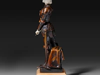 An art deco chryselephantine sculpture of jeanne d'arc by george ernest saulo (1865-1945), signed, interwar period, total h 32,5 cm - total weight ca 3500g (+) - afbeelding 3 van  9